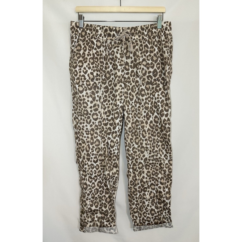 Palm Rio MEDIUM Leopard Print Lightweight Adjustable Length Pants Pull On